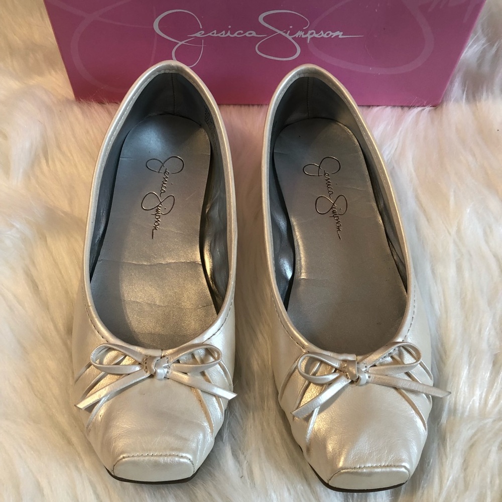 Pearl White Girls flat dress shoe- Jessica Simpson